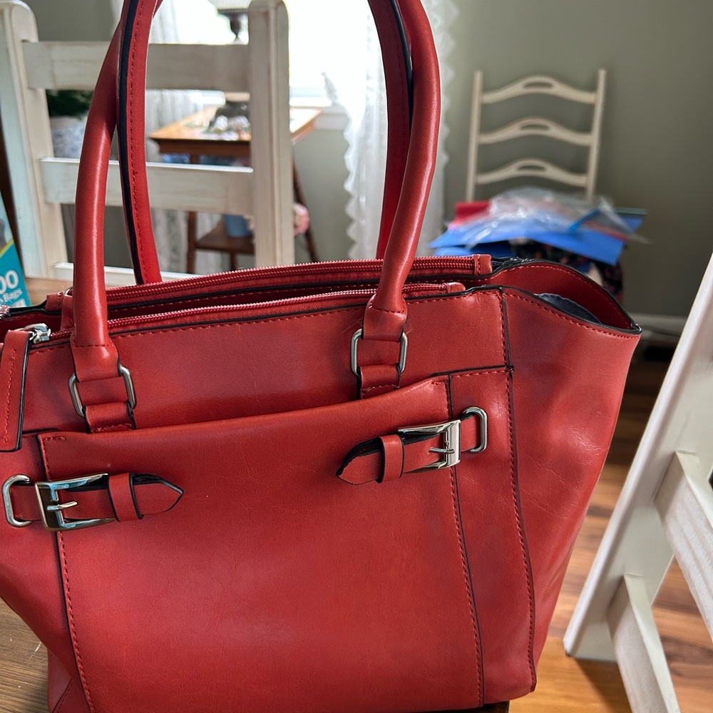 COPY - Elegant Orange  Leather Tote Bag